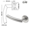 Edelstahl Türgriff Bemaßung Modell Lia