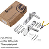 Edelstahl Türgriff-Set mit gebogenem Griff und Langschild für Buntbart-Schlösser (BB), inklusive Schrauben (4 x 20 mm), Vierkantstiften (100 x 8 x 8 mm und 50 x 8 x 8 mm), kürzbaren 60 mm Schrauben, Distanzringen und Werkzeug. Geeignet für links und rechts öffnende Türen. Verpackung: Stahlia Premium Line.