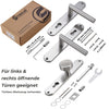Edelstahl Türgriff-Set für Eingangstüren mit Profilzylinder (PZ) und feststehendem Knauf, 72 mm Lochabstand. Enthalten: 2 Türschilder mit Griff + Knauf, Vierkantstift 100 x 8 x 8 mm, Schrauben (4 x 20 mm), Distanzhülsen, Montagewerkzeug und Zubehör. Geeignet für links und rechts öffnende Türen. Verpackung „Stahlia Premium Line“.