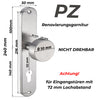 Edelstahl Renovierungsgarnitur mit feststehendem Knauf (Ø 50 mm, nicht drehbar) auf Langschild (240 x 50 mm), passend für Eingangstüren mit 72 mm Lochabstand.