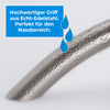 Bogengriff aus echt Edelstahl mit Wassertropfen