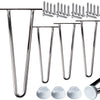Vier Haarnadelbeine in Chrom glänzend mit zwei Streben und Zubehör