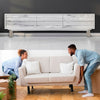 Möbelfüße an sideboard und Möbelfüße in Schwarz Matt an hellem Sofa