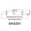Möbelgriffe gebogen mit Bohrlochabstand 128mm, Gesamtlänge 188mm, Durchmesser 12mm und weiteren Angaben