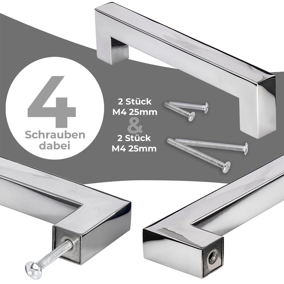 Gladmart Handspiegel Mit Griff – Quadratisch, Schwarz/grau, 18,8 X 26,2 Cm, Mit Aufhängebohrung