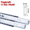 Zwei Schubladenschienen silber und 17kg Tragkraft pro Paar