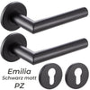 Schwarz matte Türgarnitur Emilia für Profizylinder