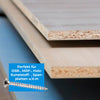 Die Anwendungsmöglichkeiten der Spanplattenschrauben Vollgewinde aufgelistet und zwei Holzplatten