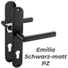 Einzelner Türgriff Emilia in Schwarz matt mit Profizylinder Schloss