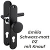 Einzelner Türgriff Emilia in Schwarz matt mit Profizylinder Schloss und Knauf