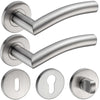 Zwei Türgriffe aus Edelstahl und drei Schlossvarianten