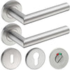 Zwei Türgriffe und drei Schlossvarianten