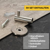 Wandhaken aus Edelstahl, eine Abdeckplatte, eine Schraube und ein Dübel