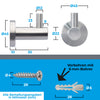 Einzel Wandhaken aus Edelstahl, Schraube und Dübel mit Bemaßung