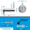 Eckiger Einzel Wandhaken aus Edelstahl, Schraube und Dübel mit der Bemaßungsanzeichnung