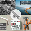 Zylinderschraube in verschiedenen Anwendungsbereichen und Slogan Do it yourself.